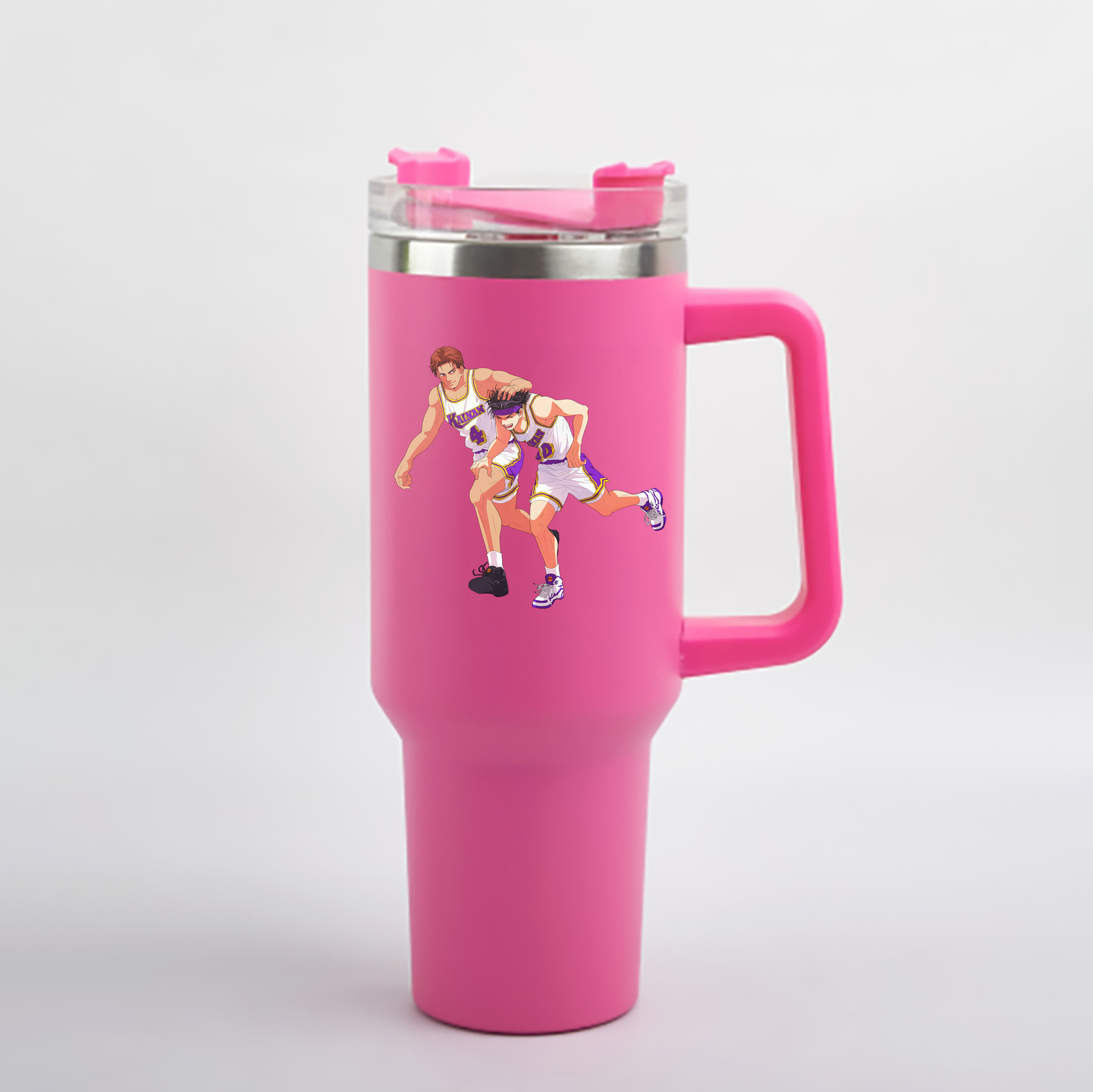 （画像用） SLAM DUNK／スラムダンク 1200mL車用タンブラー - クリスタルステッカー（プラスチックストロー付き）